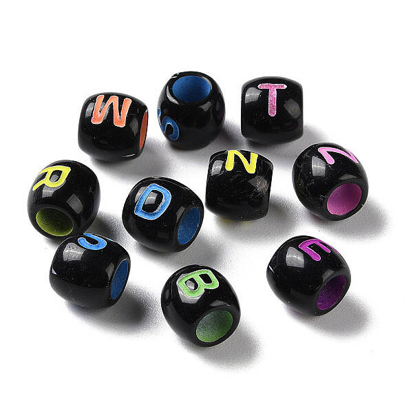 Spray Printed Opaque Acrylic European Beads