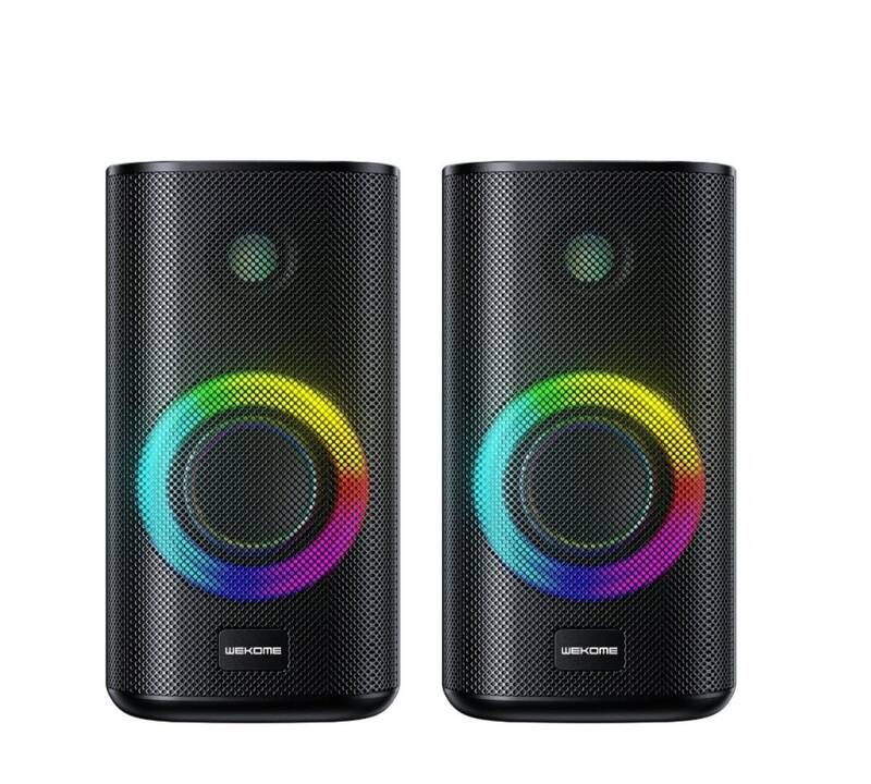 Bluetooth Speaker Waterproof Gaming Desktop Stereo RGB LED Ring Pair