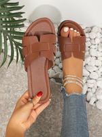 Women's Fashionable Hollow Out Flat Sandals, Open Toe Slide Sandals, Summer Sandals, Trending Shoes