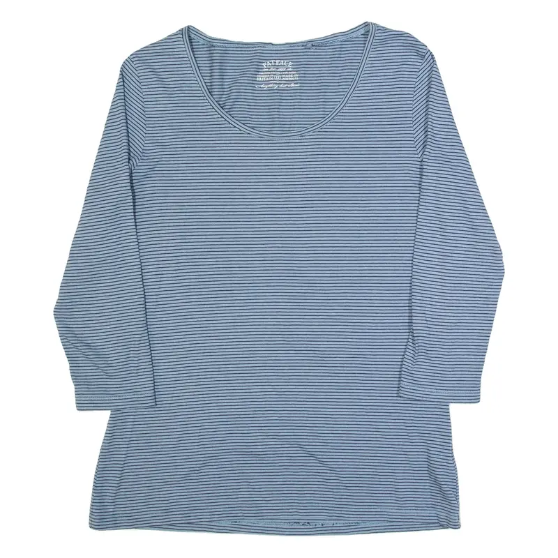 FAT FACE Womens Printed Top Blue 3/4 Sleeve Striped UK 12