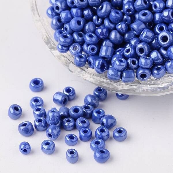 6/0 Opaque Colors Lustered Round Glass Seed Beads