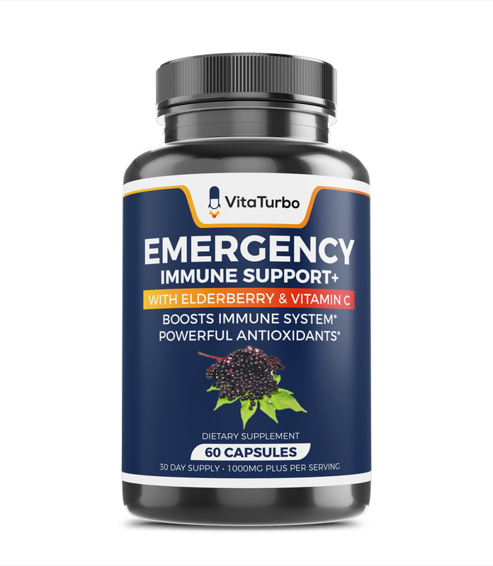 Emergency Immune Support+ (with Elderberry & Vitamin C) - 60 Capsules - 1000mg Per Serving