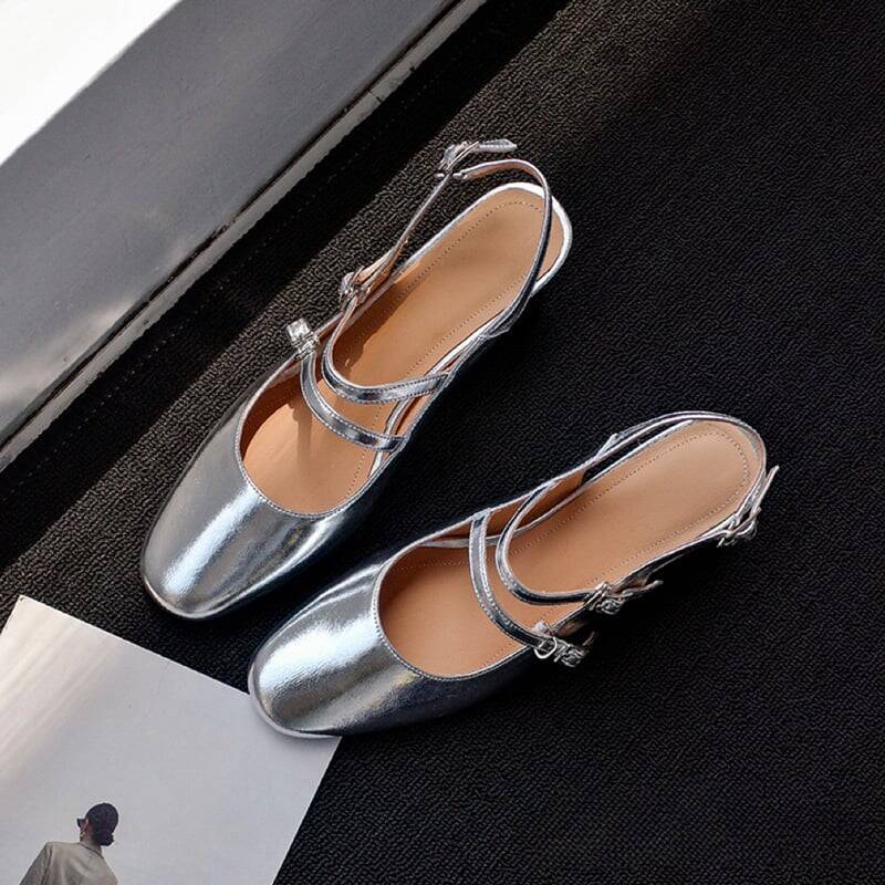 CHIKO Kristy Square Toe Block Heels Slingback Shoes