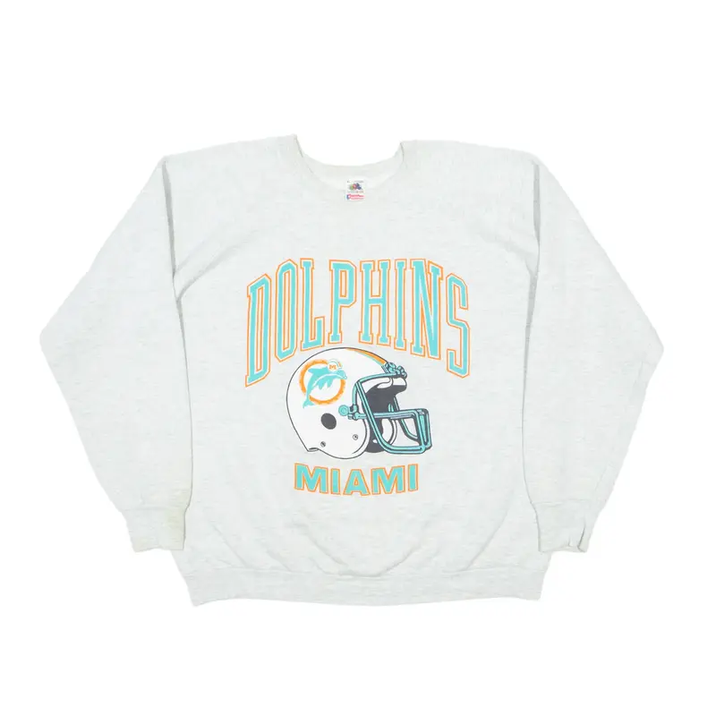 FRUIT OF THE LOOM Miami Dolphins USA Sweatshirt Grey Mens XL