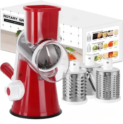 MIUVA manual rotary cheese grinder - circular mandolin slicer with strong suction base, vegetable slicer, nut grinder, cheese...