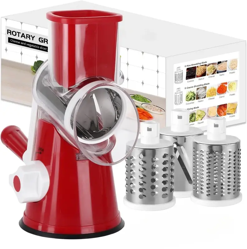 MIUVA manual rotary cheese grinder - circular mandolin slicer with strong suction base, vegetable slicer, nut grinder, cheese...