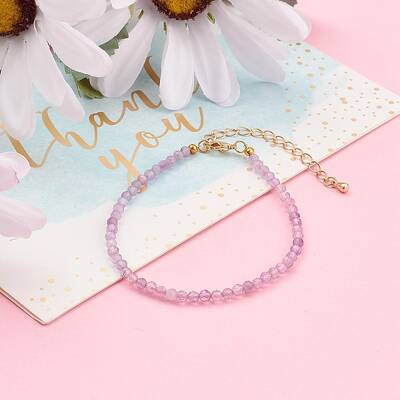 Faceted Natural Amethyst Beaded Bracelets for Women