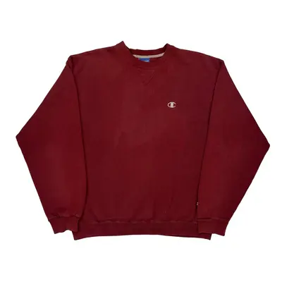 Champion Sweatshirt - Large Burgundy Cotton Blend