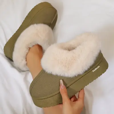 Women's Cozy Plush Snow Boots Comfortable Plush Lining Anti-Skid Thick Bottom For Both Outdoor Indoor