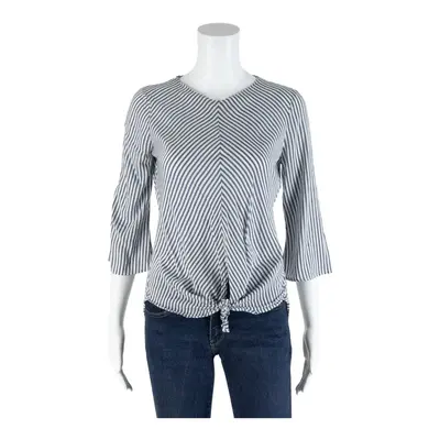 ZARA BASIC Tie Blue Striped 3/4 Sleeve Top Womens XS