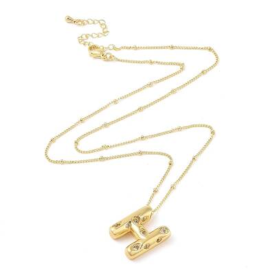 Brass Micro Pave Clear Cubic Zirconia Pendant Necklaces