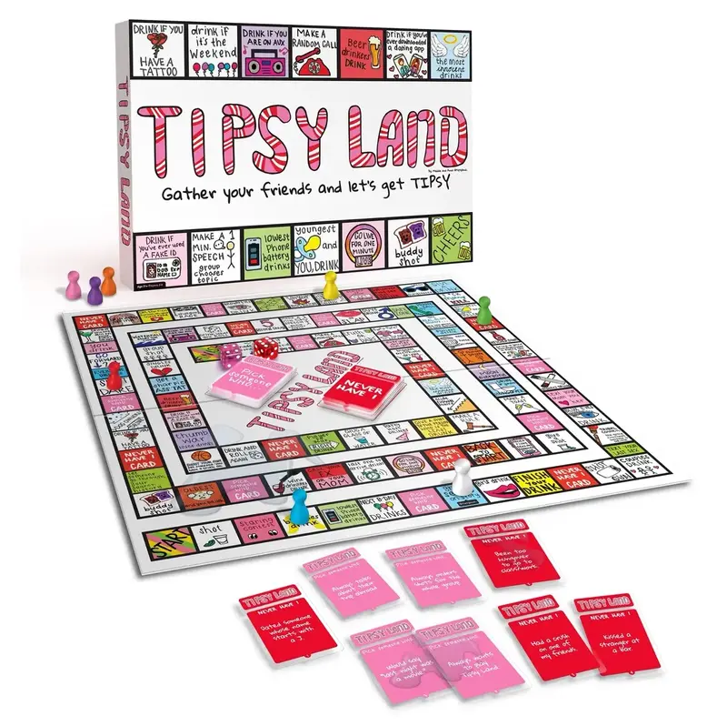 Tipsy Land Party Board Game - Fun Adult Drinking Game – Perfect for Girl's Night, Bachelorette Party - Created by Two Women...