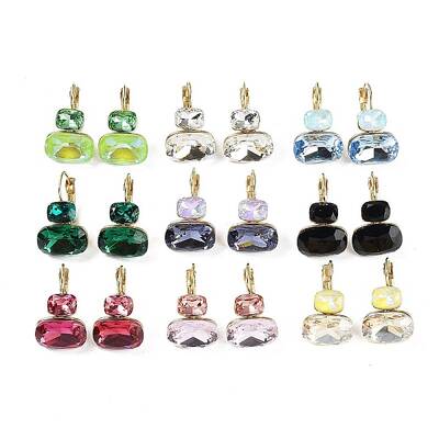Glass Rectangle Leverback Earrings