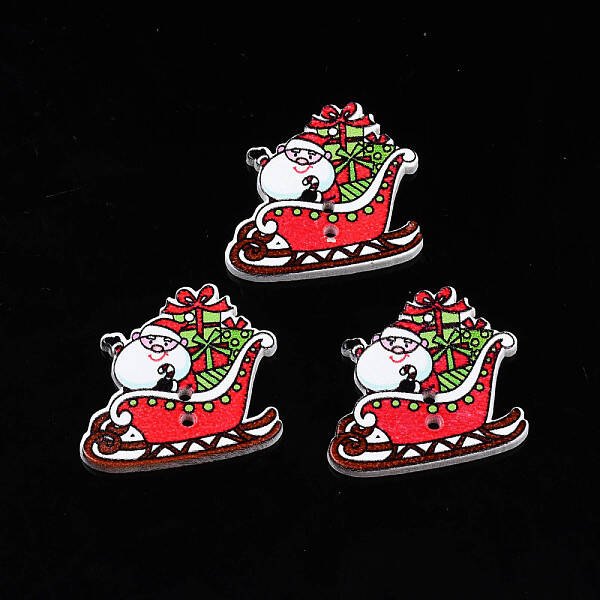 Christmas 2-Hole Spray Painted Maple Wooden Buttons