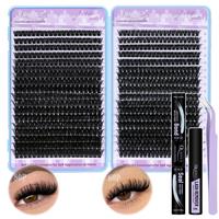 Natural Look Eyelash Extensions Kit, 1 Box Individual False Eyelashes with Eyelash Glue & Tweezers & Remover, Professional Ey...