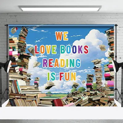 Blue Sky Cloud Read Is Fun World Book Day Backdrop - Aperturee