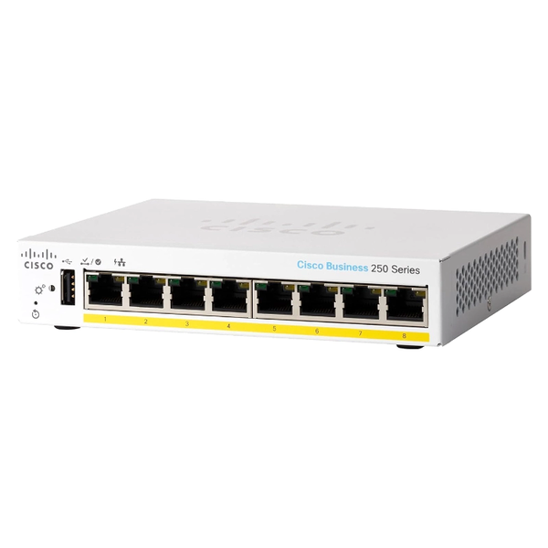 Cisco CBS250-8PP-D= | Business 250 Series 8 x RJ-45 Ports PoE+ 1000Base-T Layer 3 Managed Desktop Gigabit Ethernet Network Sw...