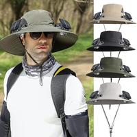 Sunshade Hat with Cooler, Novel & Practical Wide Outdoor Hat with 3 Speed Adjustable Solar Fan, Sun Bucket Hat for Men Women ...