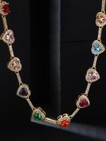 Heart Shaped Colorful Necklace, Elegant Rhinestone Decor Necklace for Women Mother's Day Gift, Fashion Accessories for Party,...