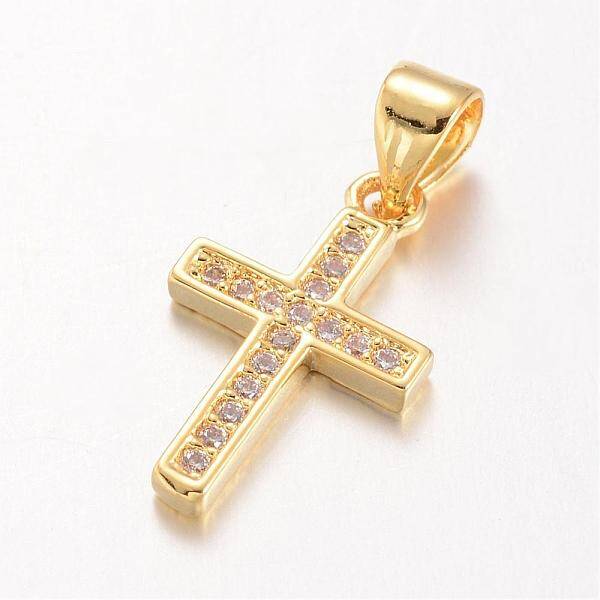 Cross Brass Micro Pave Cubic Zirconia Pendants