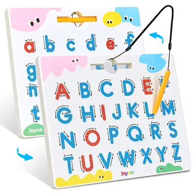 JoyCat Double Sided Magnetic Letters Board, 2 in 1 Alphabet Magnets Tracing Board, ABC Letter Uppercase & Lowercase Practicin...