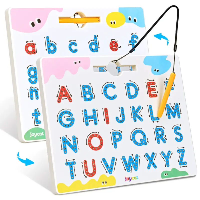 JoyCat Double Sided Magnetic Letters Board, 2 in 1 Alphabet Magnets Tracing Board, ABC Letter Uppercase & Lowercase Practicin...