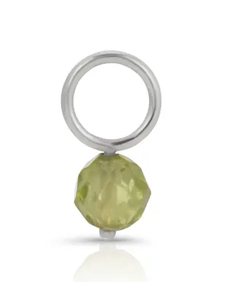14K Fine One Love Birthstone Charms | Month/Gemstone: August - Peridot | Metal Color: Solid White Gold