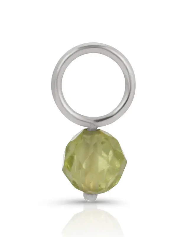 14K Fine One Love Birthstone Charms | Month/Gemstone: August - Peridot | Metal Color: Solid White Gold