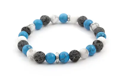 Beneto MINK66 Howlite and Lava Stone Bead Bracelet - Length: 19cm