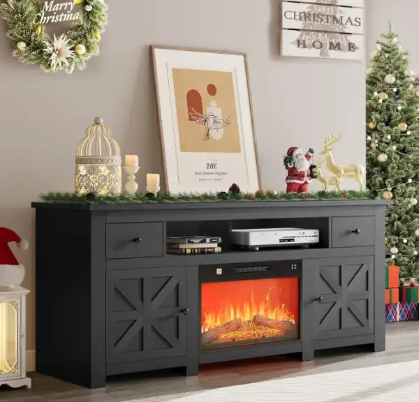YITAHOME Fireplace TV Stand for TVs up to 80 Inches, Entertainment Center with Fireplace, Farmhouse TV Stands for Living Room...