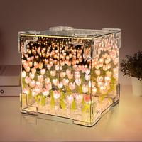 Tulip Night Light,  LED Mirror Lamp DIY  Decorations Lights Artificial Flower Bedside Table Lamp Creative Gift for Mom Teenag...