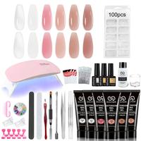 Professional Poly Gel Nail Kit, With UV Lamp, Complete Nail Extension Polygel Kit for Beginners, Gift for Women art Comfort M...