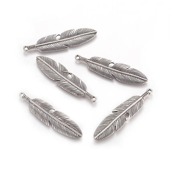 Tibetan Style Alloy Feather Big Pendants