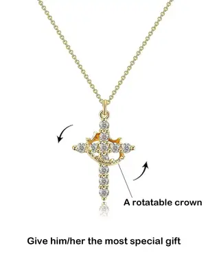 Tewiky Simple Crown Cross Pendant Gold/Silver/Rose Gold Necklace for Women&Men & Girls Pretty Choker Daily Clothing Decor All...