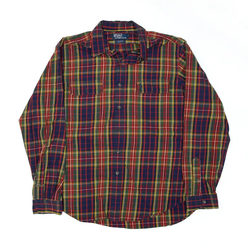 POLO RALPH LAUREN Whitfield Classic Fit Shirt Blue Plaid Long Sleeve Mens XL