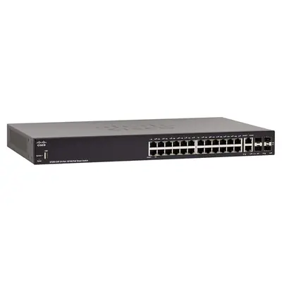 Cisco SF250-24P-K9-NA-RF | Small Business 250 Series SF250-24P 24 x RJ-45 Ports PoE+ 10/100Base-TX + 2 x Combo Gigabit SFP Po...