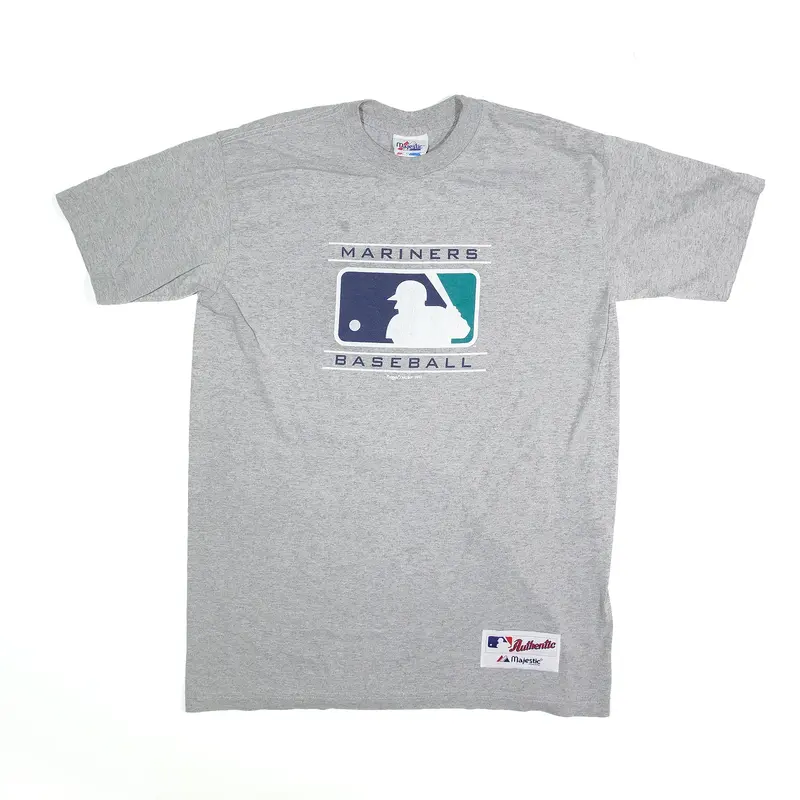 MAJESTIC Mariner Baseball T-Shirt Grey USA Short Sleeve Mens M
