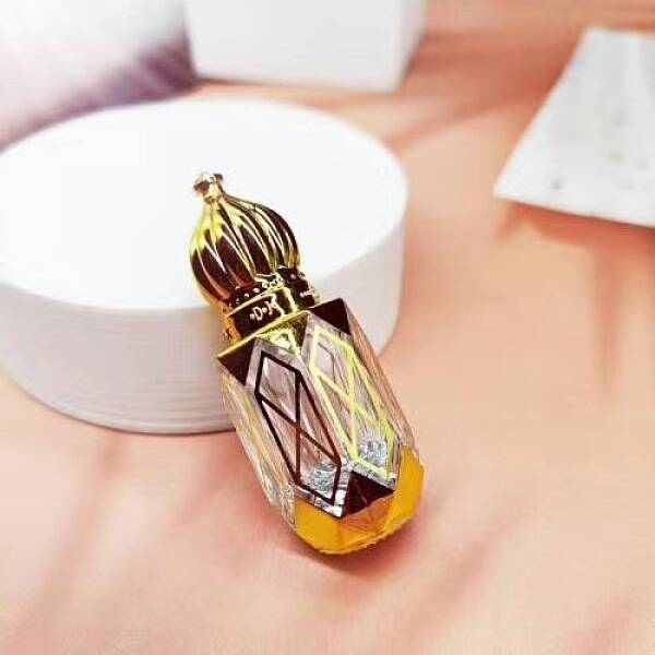 Hexagon Pattern Arabian Style Glass Empty Roller Ball Bottle with Aluminum Lid