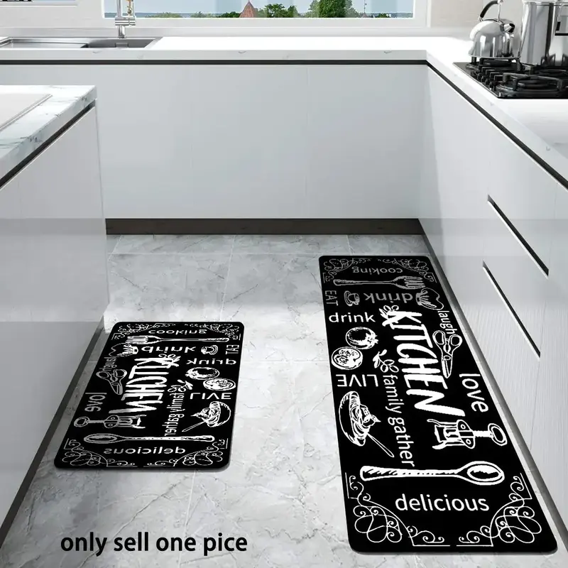 Letter Pattern Kitchen Mat, 1 Count Non-slip Rectangle Floor Rug, Decorative Mat For Home Kitchen Living Room