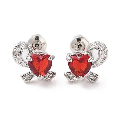 Rack Plating Brass Micro Pave Cubic Zirconia Stud Earrings