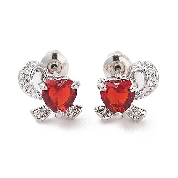 Rack Plating Brass Micro Pave Cubic Zirconia Stud Earrings