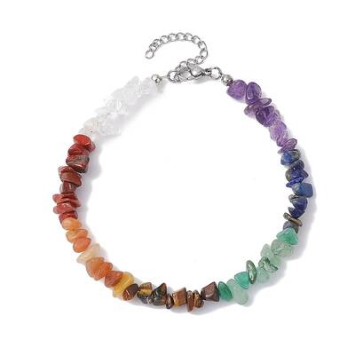 Chakra Natural Gemstone Chips Beaded Anklets for Women