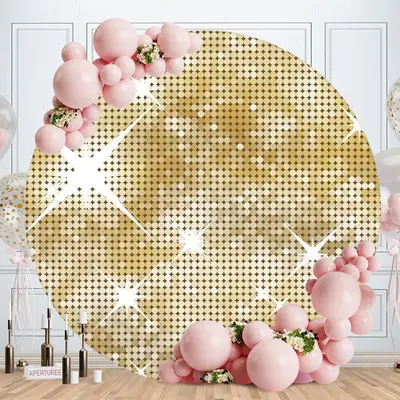 Gold Glitter Bokeh Round Birthday Backdrop For Girl - Aperturee