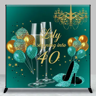 Custom Balloons Shoes Stars 40th Birthday Backdrop - Aperturee