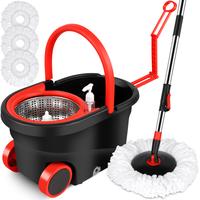 Spin Mop and Bucket with Wringer Set, Mops for Floor Cleaning System, Stainless Steel 360 Floor Mop Bucket on Wheels, 3 Micro...