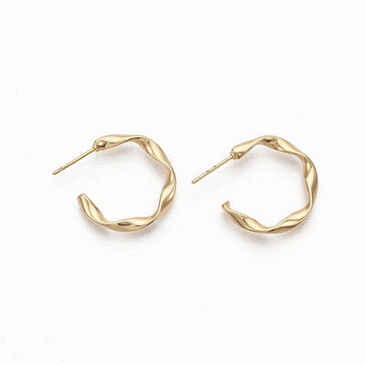 Semicircular Brass Stud Earrings