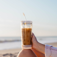 Mermaid Straw 20oz Double Wall Insulated Borosilicate Glass Cup | Heat Resistant | Straw & Sip Lid