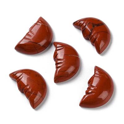Natural Red Jasper Carved Healing Moon with Human Face Figurines
