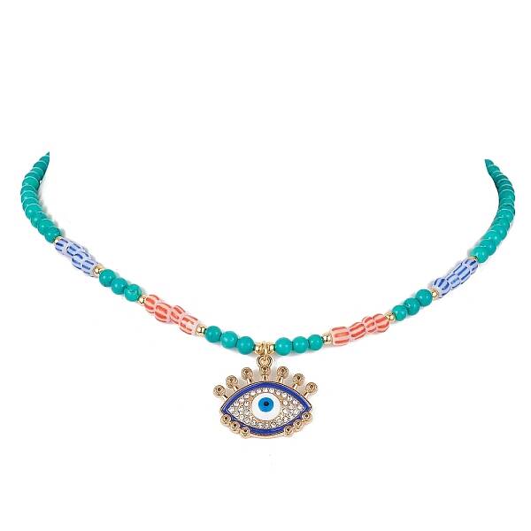 Horse Eye Alloy Enamel Pendant Necklace