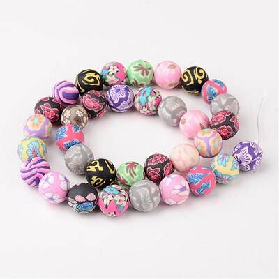 12mm Mixed Handmade Polymer Clay Round/Ball Beads